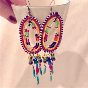 Hand-Made Colorfully Beaded Earrings